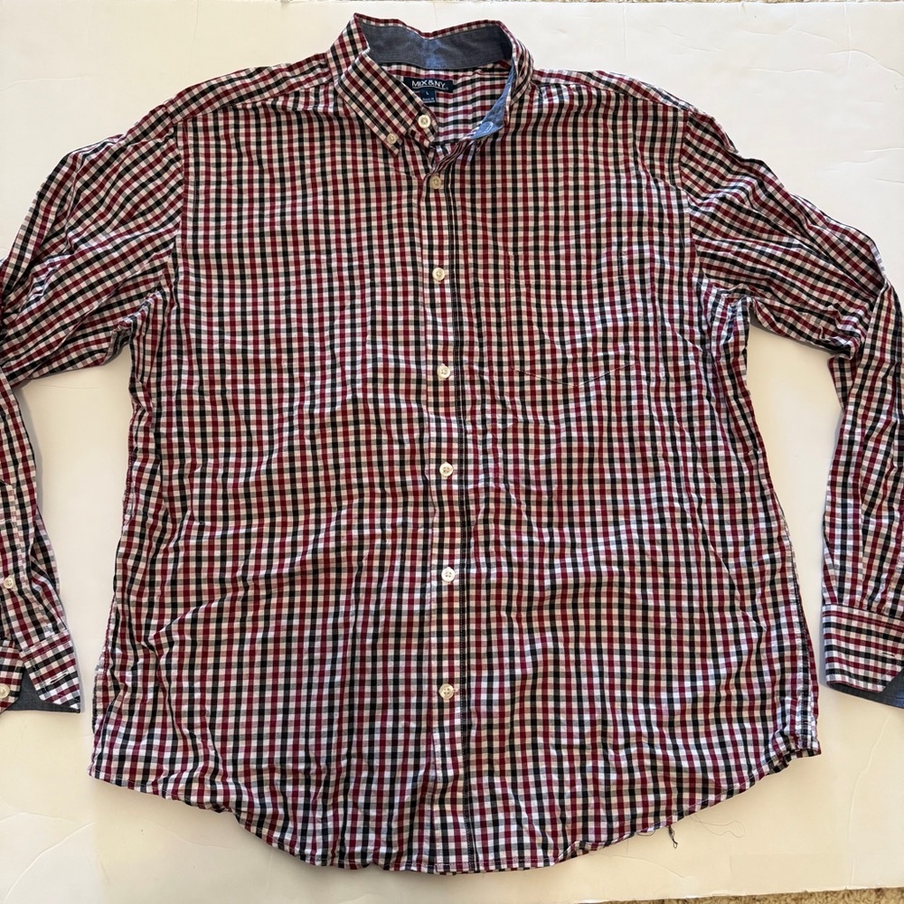 Classic Checkered Dress Shirt - Red, Black, and White